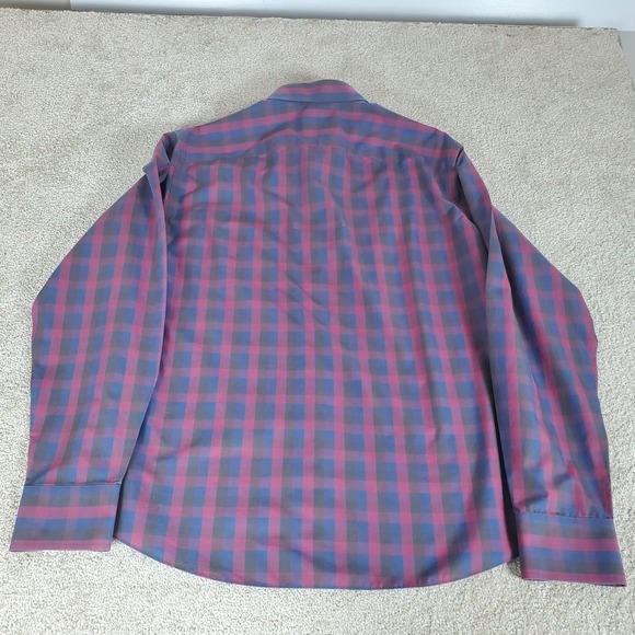 UNTUCKit Altamura WF Men's Button Up Shirt Large Long Sleeve Blue Red Plaid - Picture 3 of 14